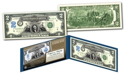 1899 George Washington Two-Dollar Silver Certificate Designed on Modern Bill
