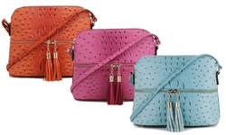 MKII Bella Ostrich Print Tassel Charm Crossbody 