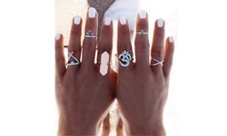 6-Piece Silver Plated Bohemian Ring Set