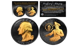 Black Ruthenium 1976 Bicentennial U.S. Coins w/ 24K Gold Obverse & Reverse