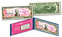 Breast Cancer Awareness U.S. Two-Dollar Bill - Stand Up 2 Cancer