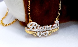 Personalized Double Nameplate and Heart Necklace from MonogramHub (Up to 73% Off). Two Options Available.