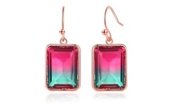 Lab-Created Watermelon Tourmaline Drop Earrings By Gembassy
