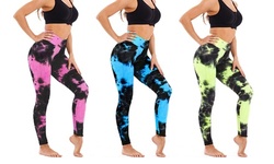 Women Leggings Yoga Pants Running Fitness Tie-dye Bubble Gym Sport Tight Pants
