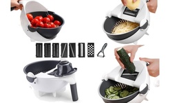Multifunctional 9-in1 Rotating Vegetable Cutter, Slicer, Grater With Drainer