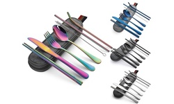 8Pack Stainless Steel Flatware set Travel Camping Cutlery Set Portable Utensils
