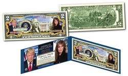 Donald Trump and Melania Trump First Couple Genuine Legal Tender Two-Dollar Bill