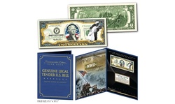 United States NAVY WWII Vintage US Two-Dollar Bill in Large Collectors Display