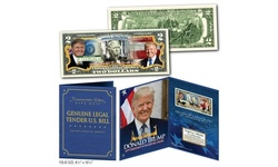 DONALD TRUMP 45th President Two-Dollar Bill in Large Collectors Folio Display