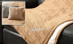 Personalized Embroidered Cable Knit Pillows & Blankets from GiftsForYouNow.com (Up to 61% Off). Four Options.