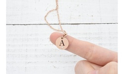 Tiny Initial Necklace with Cubic Zirconia by Pink Box