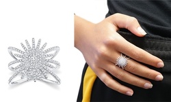 Crystal Starburst Ring in 18K White Gold