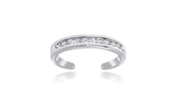 Sterling Silver Channel Set CZ Toe Ring