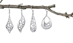 Filigree Drop Earrings Dipped in Rhodium By Euphir