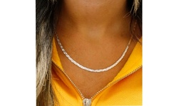 Italian Sterling Silver Braided Herringbone Necklace