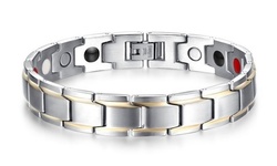 Men's Stainless Steel Double Row  Magnetic Therapy Bracelet 