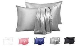 Satin Silk Pillowcase Set Pillow Covers Protector King/Queen 2 Pack 