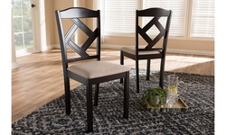 Ruth Beige Fabric Upholstered and Dark Brown 2-piece Dining Chair Set
