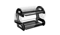 2-Tier Stainless Steel & Plastic Dish Drainer Drying Rack Set