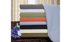  V&V Wrinkle Resistant 1200 Thread Count Cotton Blend Solid Sheet Set 