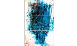 Abstract Blue Structure Art Abstract Metal Wall Art 28x36 3 Panels