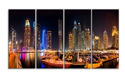 Dubai Skyline Cityscape Photography Metal Wall Art 48x28 4 Panels
