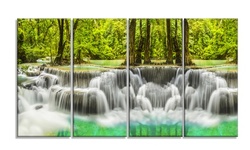 Erawan Waterfall Kanchanaburi Province Metal Wall Art 48x28 4 Panels