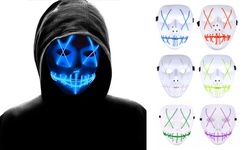 Halloween Led Light Up Mask, Purge Mask Scary EL Wire Light up Mask Cosplay 
