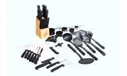 Kitchen Utensil and Knife Set with Wooden Knife Block (45-Piece)
