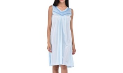 Womens Silky Floral Embroidered Sleeveless Nightgown and Robe Set (also in Plus)