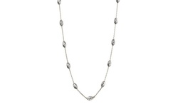 Italian Sterling Silver Anchor Chain Mooncut Station Bead Necklace by Sevil 925