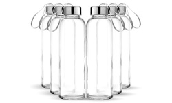 Glass Water Bottle 18 Oz. Bottles for Beverages & Juicer Use (6-Pack)