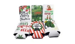 Holiday Beer Can Koozie 6-Pack - Funny Christmas Beer Can Sleeve Insulators