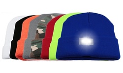 Unisex Knitted Beanie with Built-In 5-LED Flashlight