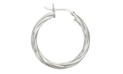 Sterling Silver Rhodium 3X20MM Twist Hoop