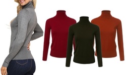 Women's Turtleneck Sweater S-3X    by Doublju 