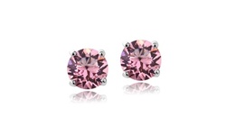 Opal Rose October Birthstone Stud Earrings Made with Swarovski Crystals