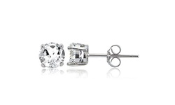 Sterling Silver 2ct White Topaz Stud Earrings, 6mm