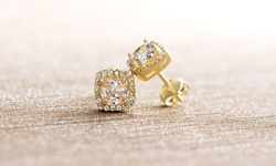 3.44 CTTW Halo Stud Earrings with Swarovski Elements