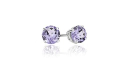 Sterling Silver .8ct Amethyst Round Stud Earrings, 5mm