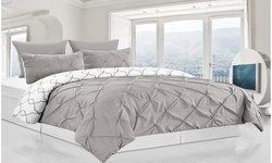 Premium Reversible Pintuck Duvet Cover Set - Assorted Colors (3-Piece)