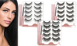 Voluminous Magnetic Eyelashes, Eyeliner and Tweezer Kit (5 Pairs of Lashes)