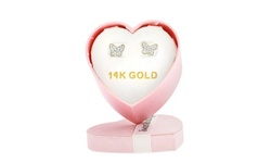 Kid's White Butterfly Stud Earrings in 14k Gold