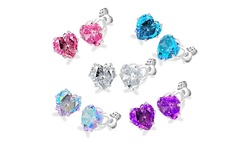 Kids 2.00 ctw Crystal Heart Stud Earrings by Diane Lo'ren