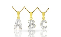 Kids' 14K Gold over Sterling Silver Crystal Initial Pendants
