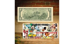 MICKEY MOUSE 90th Birthday Genuine Two-Dollar Bill Pop Art HAND-SIGNED by Rency