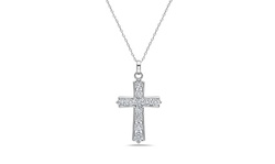 Sterling Silver Crystal Cross Pendant Necklace (Multiple Options)