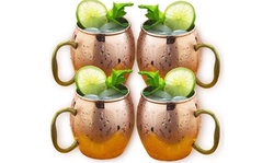 Estilo Handcrafted Solid Copper Moscow Mule Mugs, 20-ounce - Set of 4