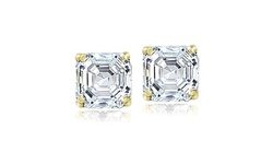 Swarovski Zirconia Gold Plated 2ct Asscher-Cut Stud 6mm Earrings