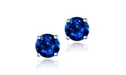 Sterling Silver 2.1ct Created Sapphire Stud Earrings, 6mm